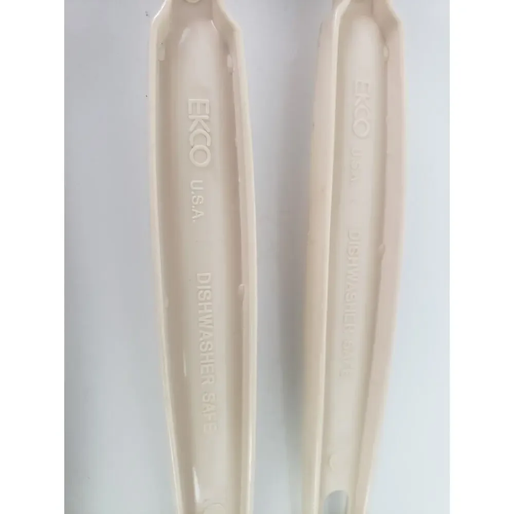 Vintage Ekco Dark Almond Cream Plastic Cooking Serving Spoons Set of 4 USA